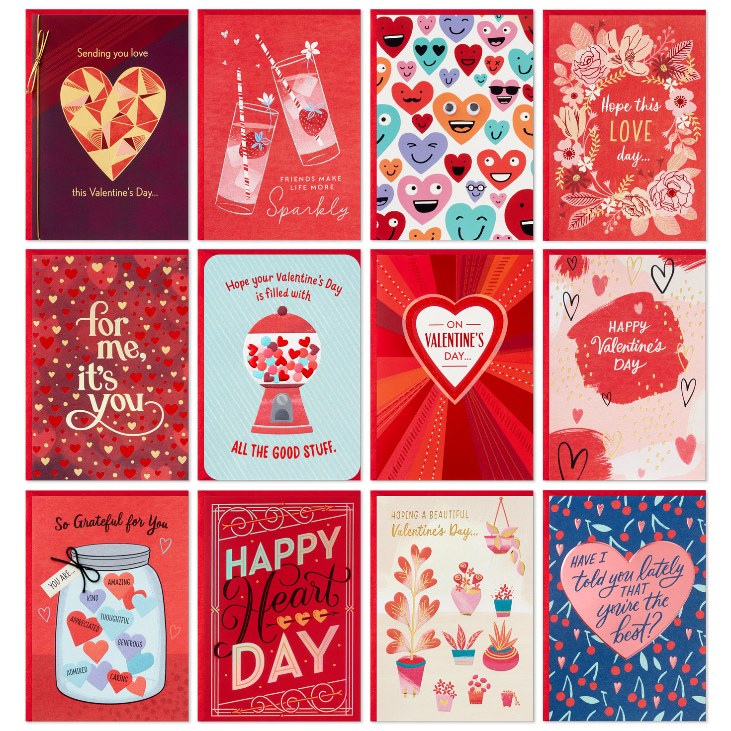 Bold And Bright Assorted Valentines Day Cards Pack Of 12 5ETV1063