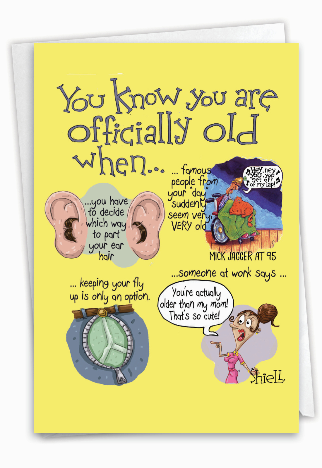 C2694bdg Officially Old Hints Humorous Birthday Paper Card Mike Shiell