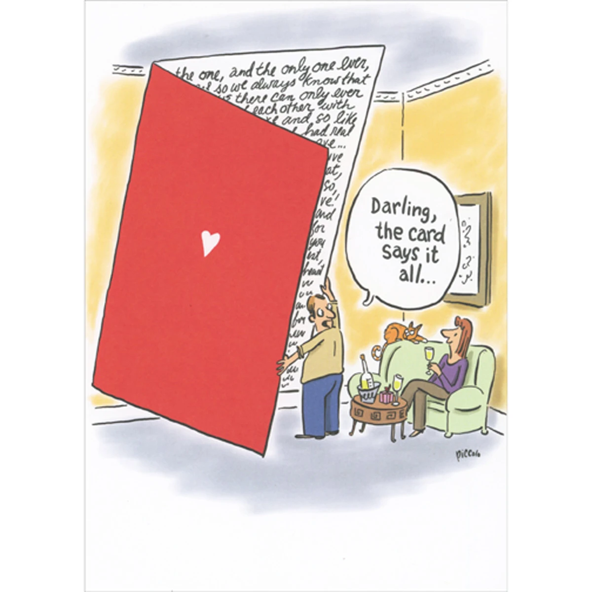 Cd24086 Darling The Card Says It All Man Holding Giant Card With Heart Valentines Day Card For The One I Love