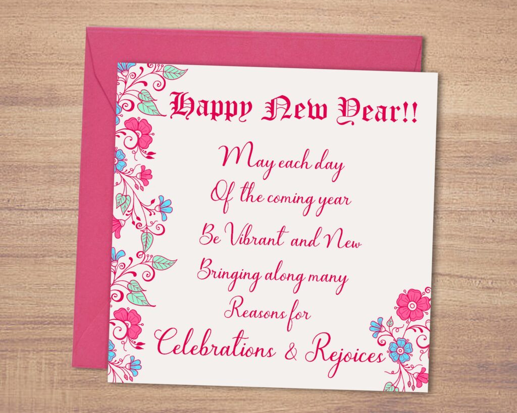 Floral Happy New Year Card Printable Floral Happy New Year Card Printable