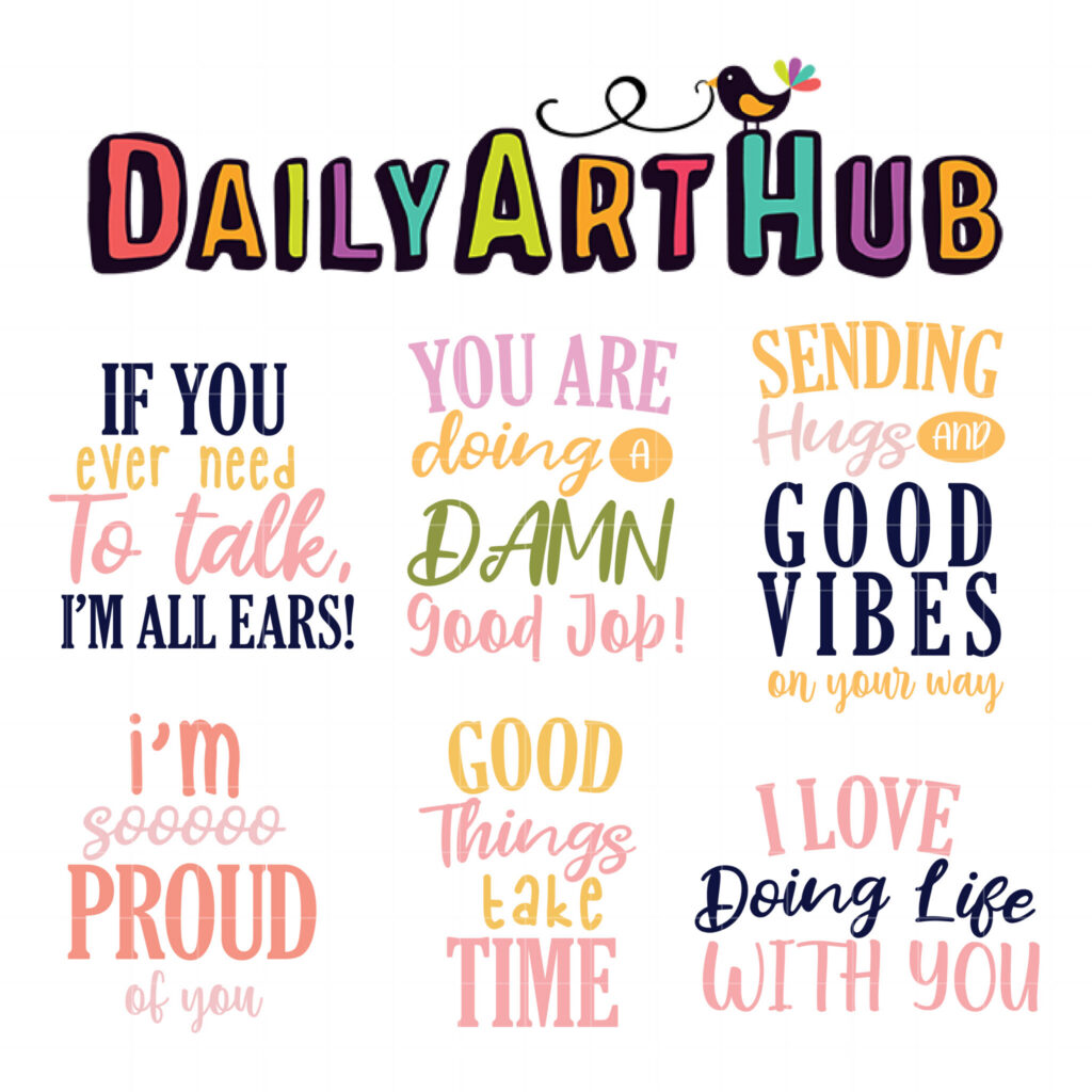Free Greeting Card Message Typography Clip Art Set Free Greeting Card Message Typography Clip Art Set