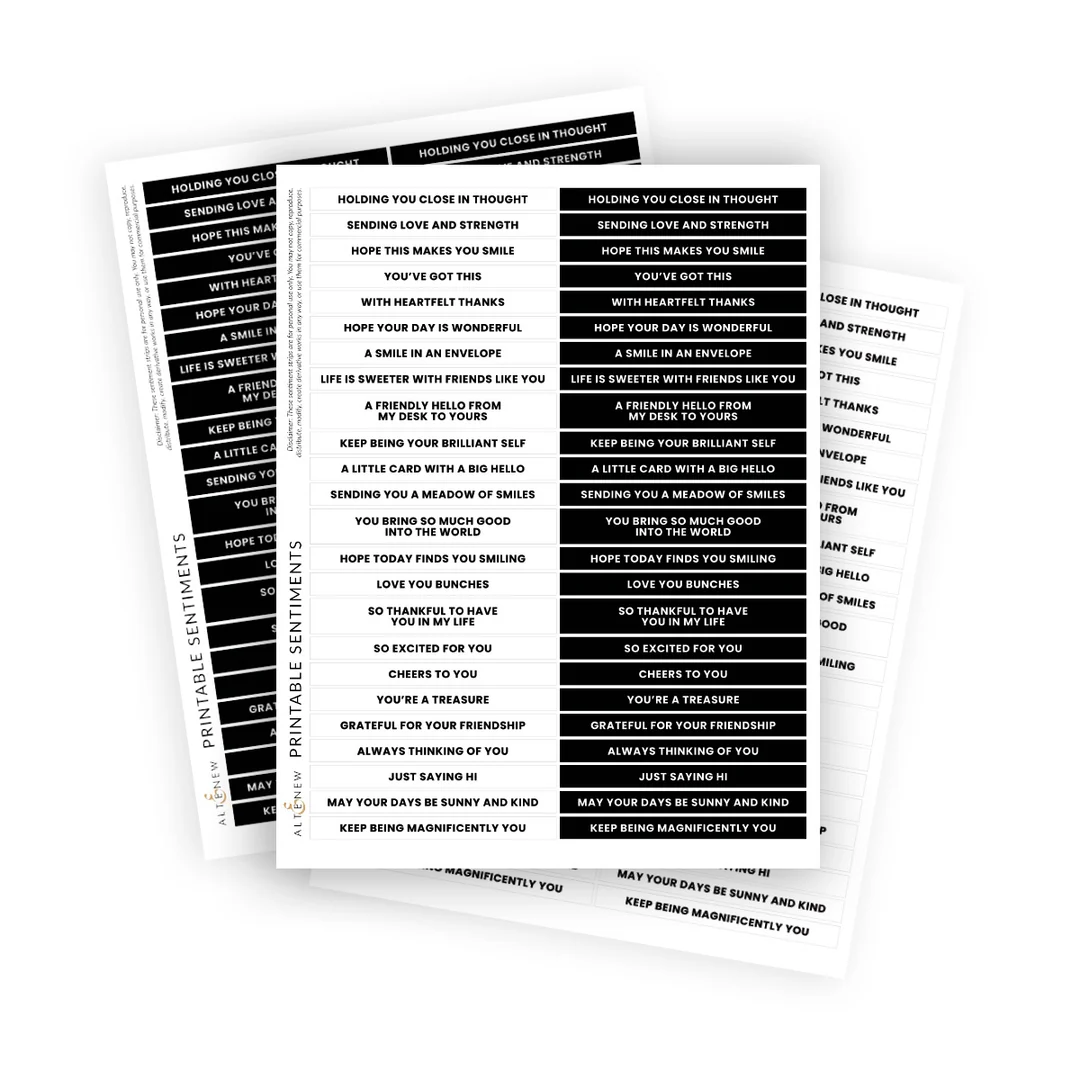 Free Printable Sentiments Strips For Cardmaking 24 Ready To Use Greetings