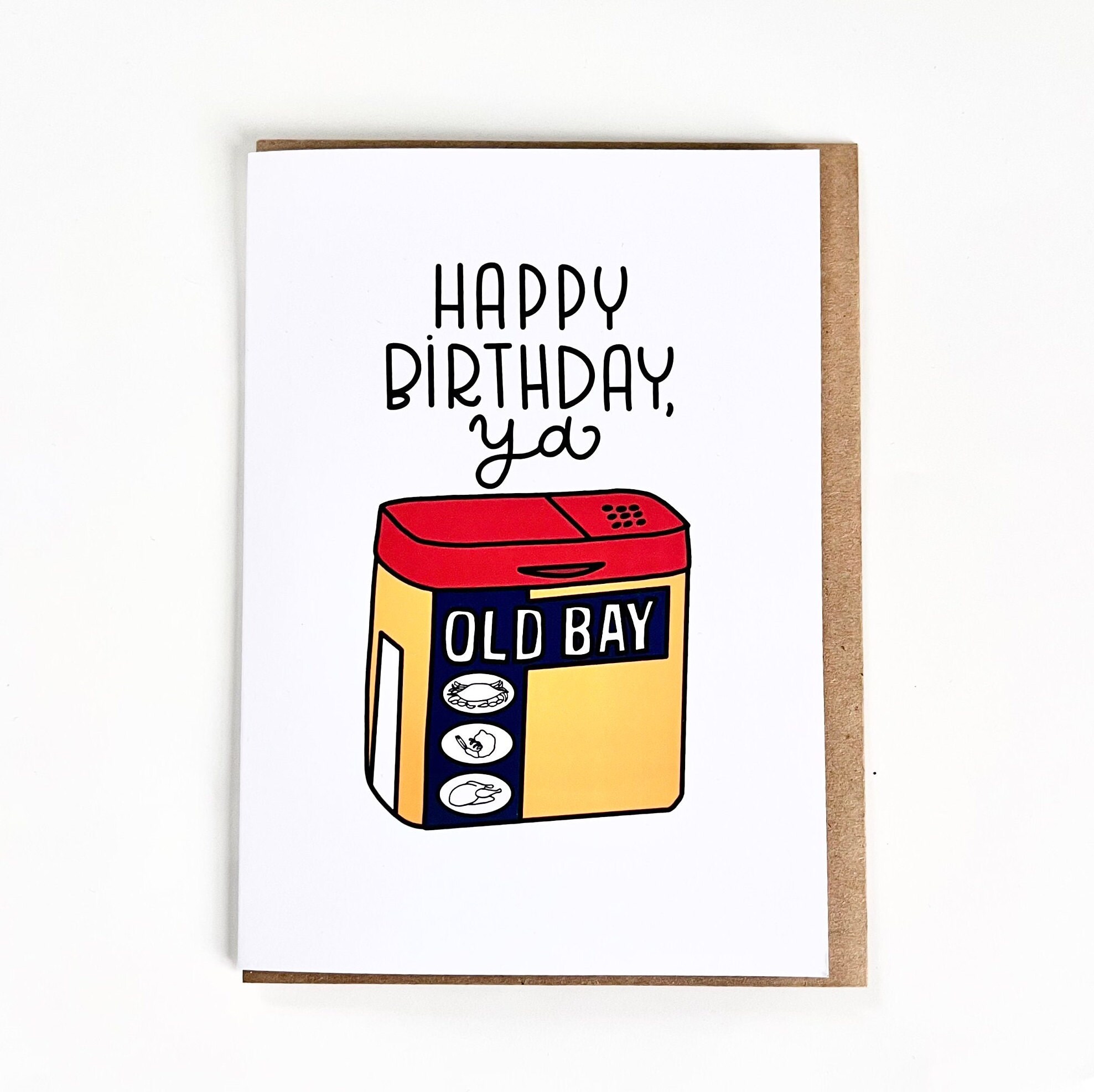 Funny Old Bay Birthday Card Hand Drawn