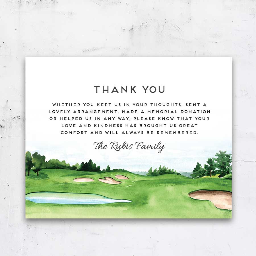 Golf Sympathy Acknowledgement Card Golf Sympathy Acknowledgement Card
