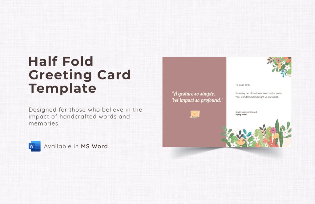 Half Fold Greeting Card Template Half Fold Greeting Card Template