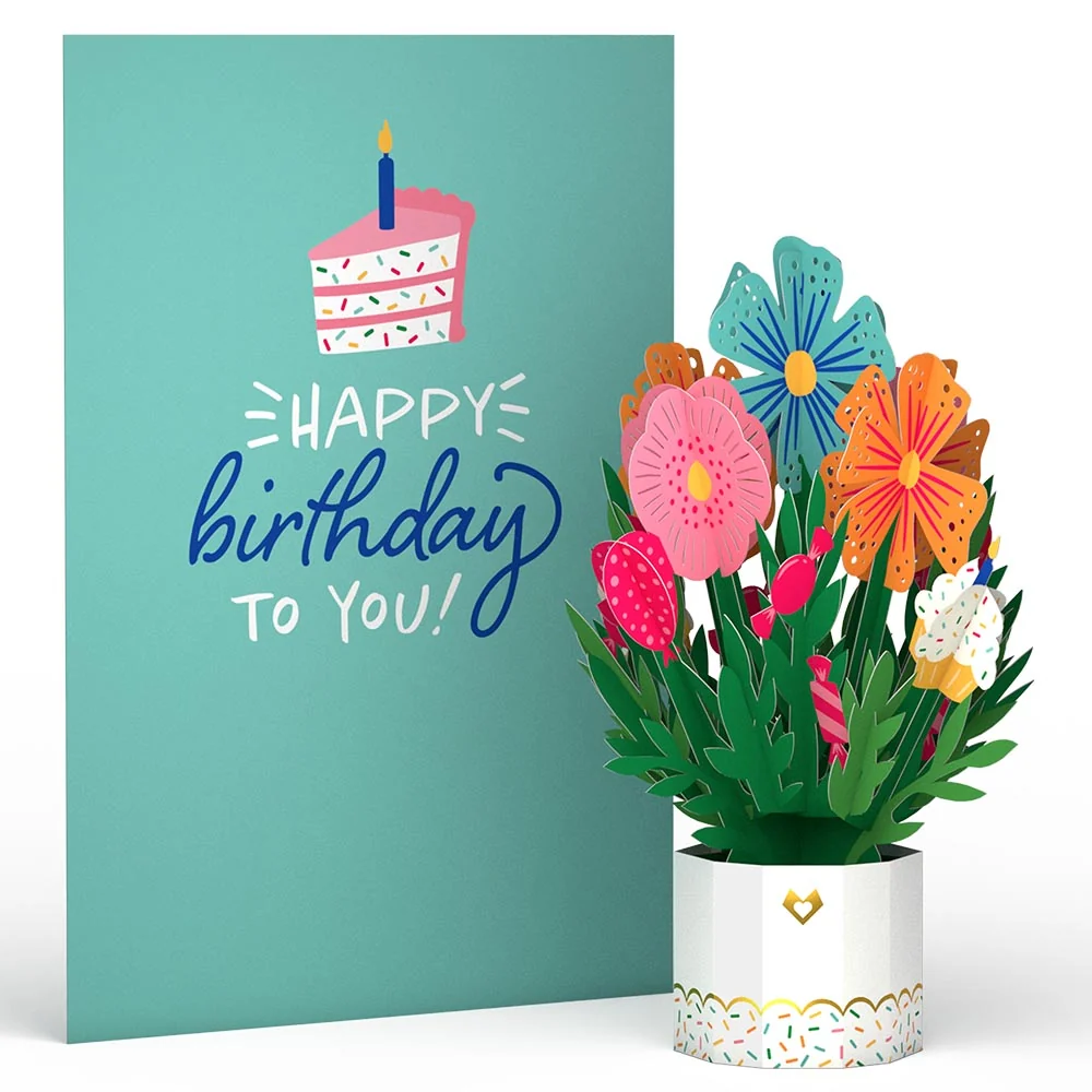 Happy Birthday Card With Mini Bouquet Happy Birthday Card With Mini Bouquet