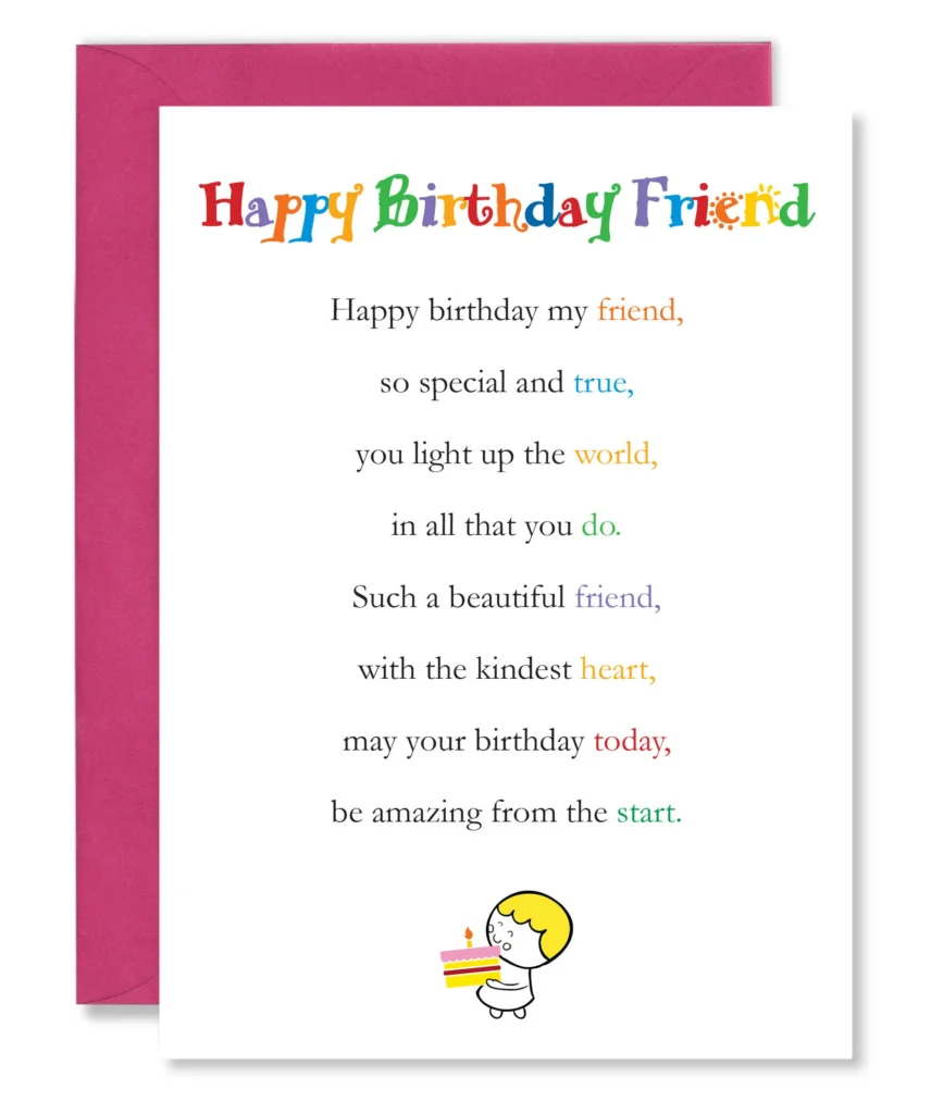 Happy Birthday Friend Card Rainbow Text Happy Birthday Friend Card Rainbow Text