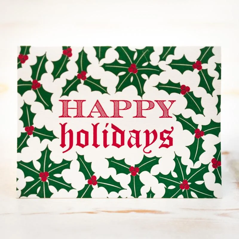 Happy Holidays Letterpress Greeting Card