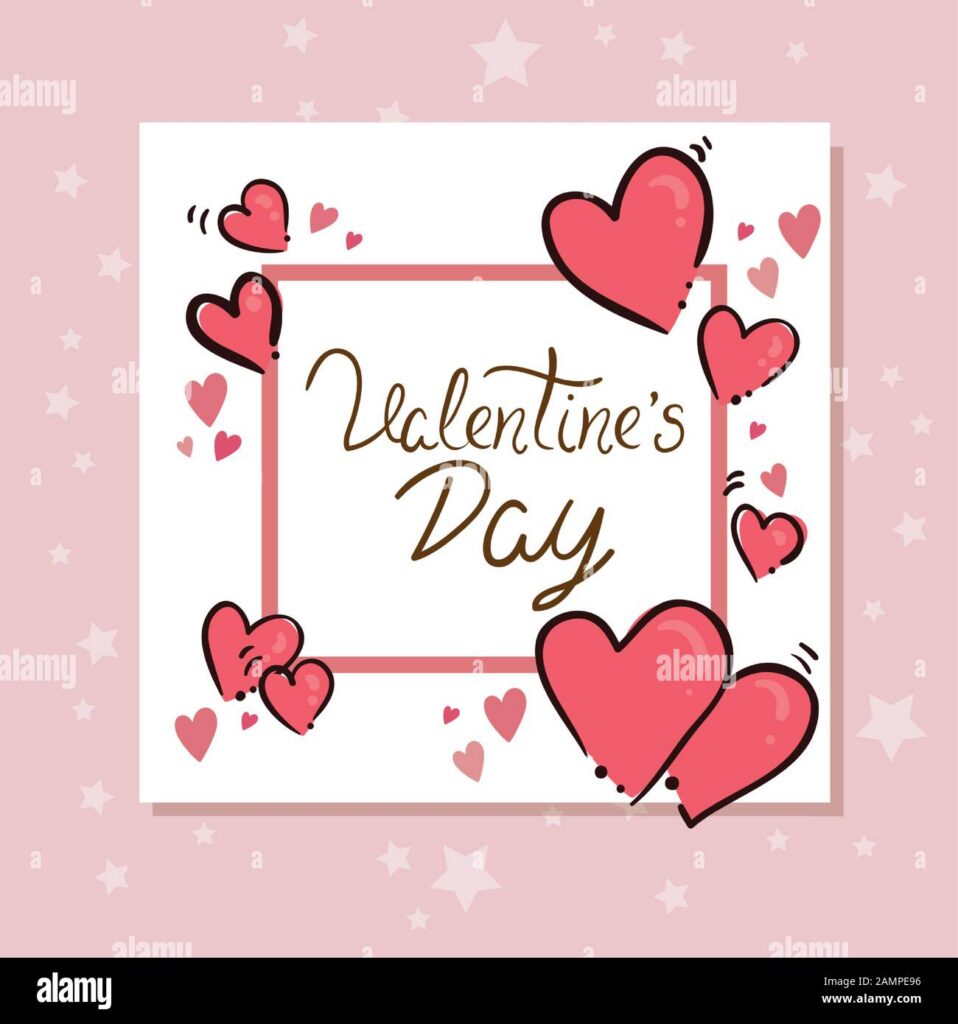 Happy Valentines Day Card With Square Frame And Hearts Image339784290 Happy Valentines Day Card With Square Frame And Hearts Image339784290