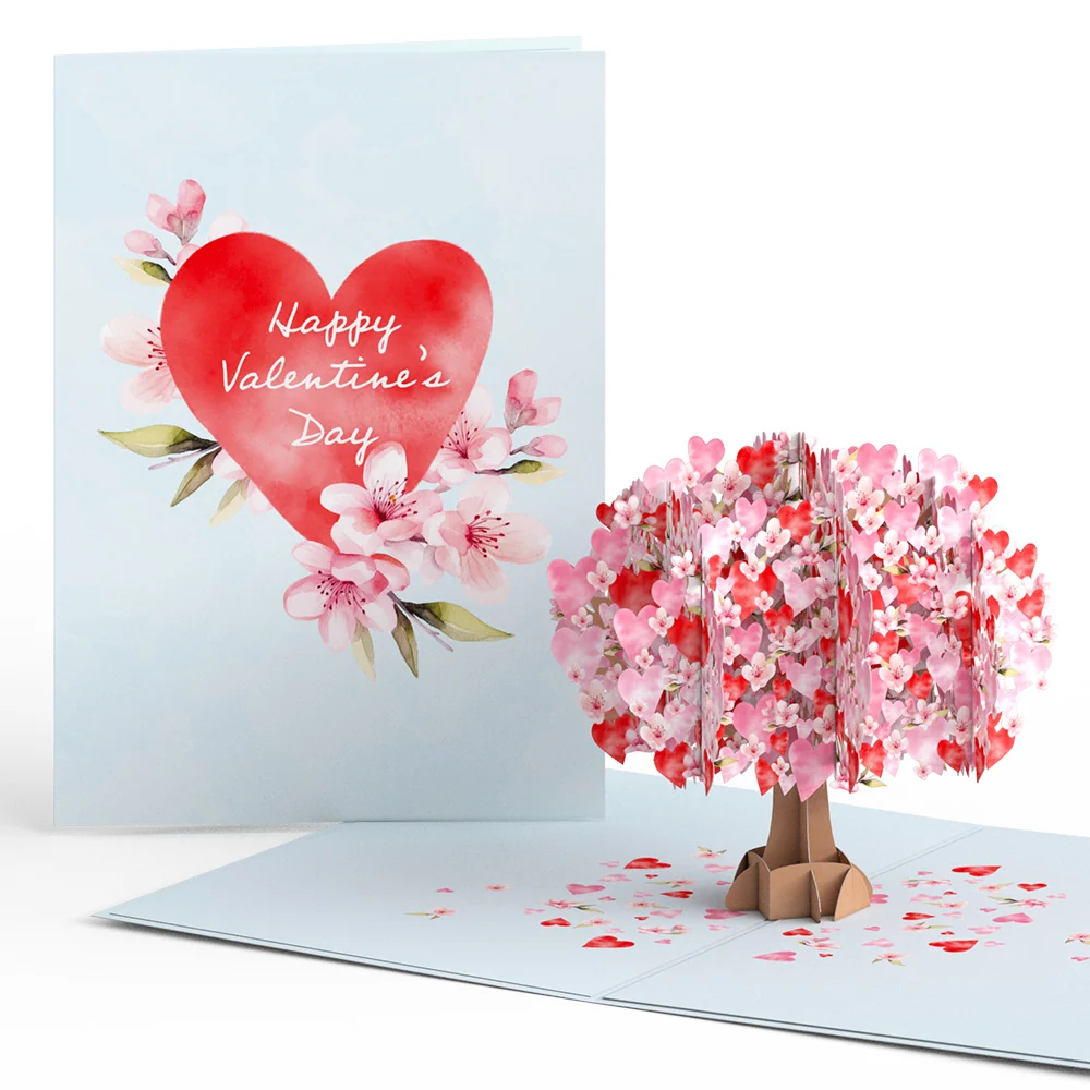 Happy Valentines Day Cherry Blossom Tree Pop Up Card