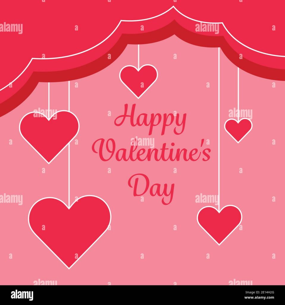 Happy Valentines Day Square Greeting Card Red Ribbon With Hearts On Strings Vector Illustration Image396554328 Happy Valentines Day Square Greeting Card Red Ribbon With Hearts On Strings Vector Illustration Image396554328