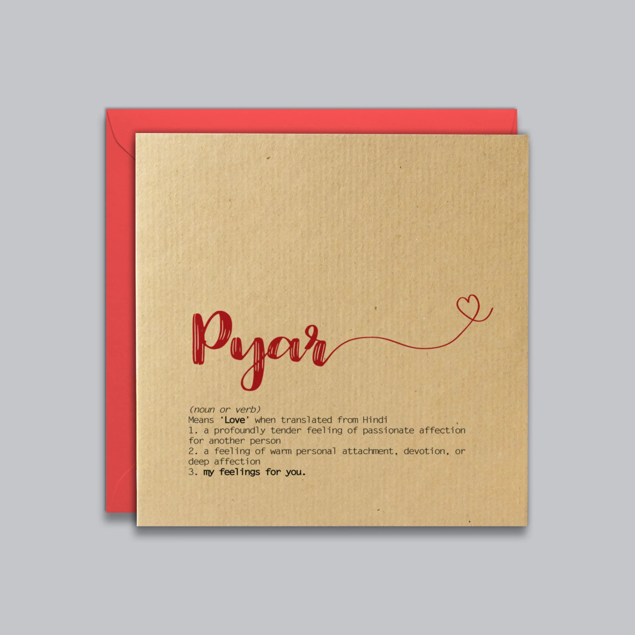 Hindi Love Card Pyar Definition Meaning