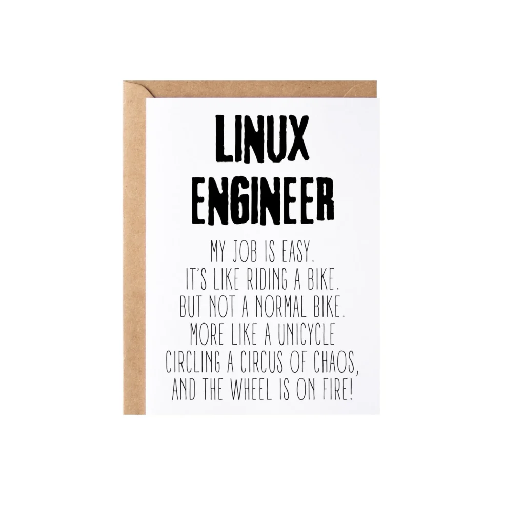 Linux Engineer Gift Card Funny Linux Linux Engineer Gift Card Funny Linux