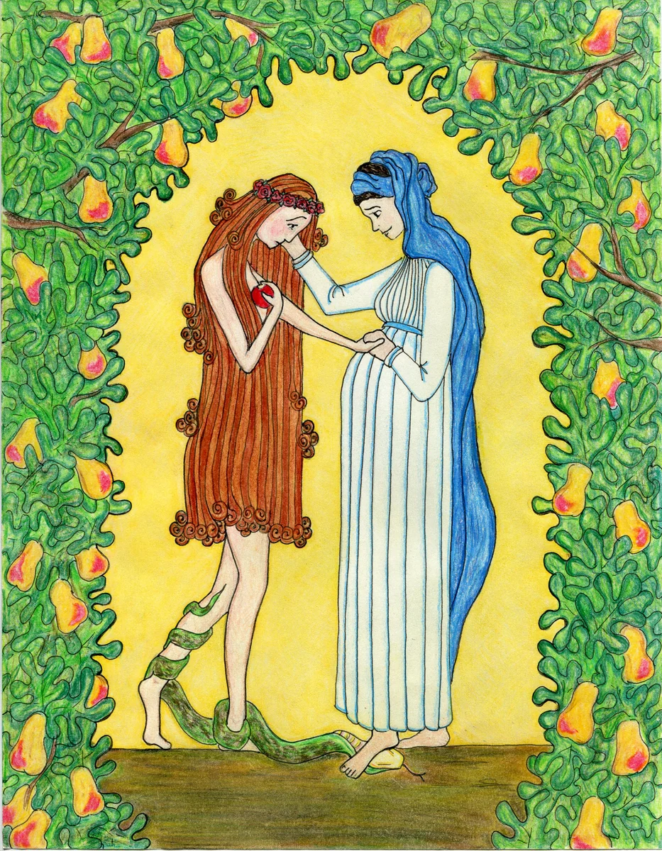 Mary And Eve Greeting Cards
