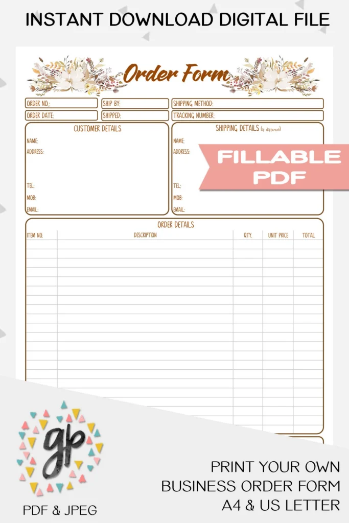 Order Form Printable For Handmade Order Form Printable For Handmade