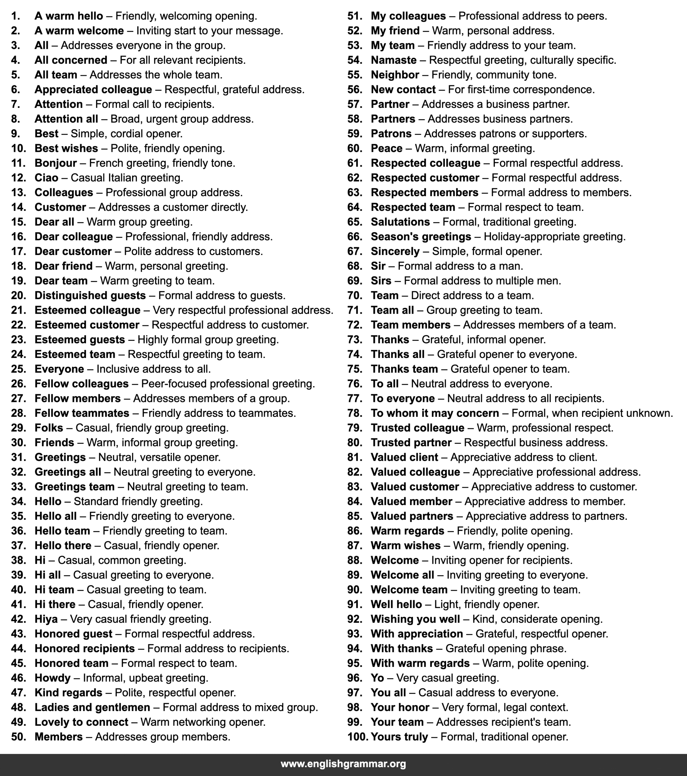 Other Words Dear In Email