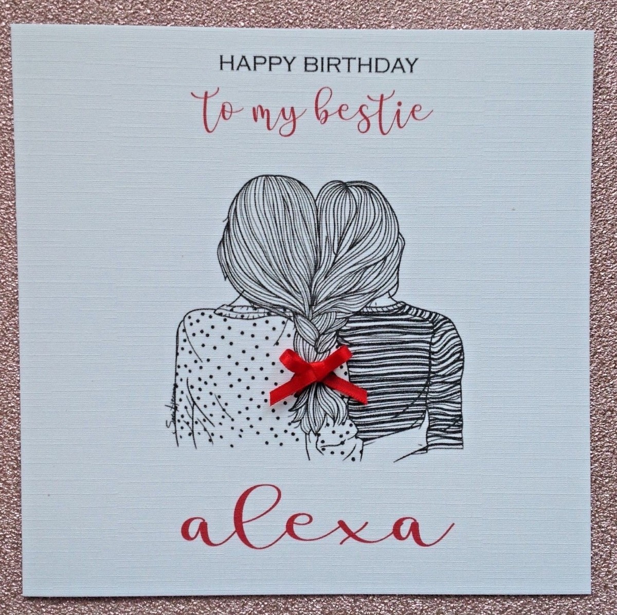PERSONALISED Handmade Birthday Card BESTIE BEST FRIEND Girl ANY AGE