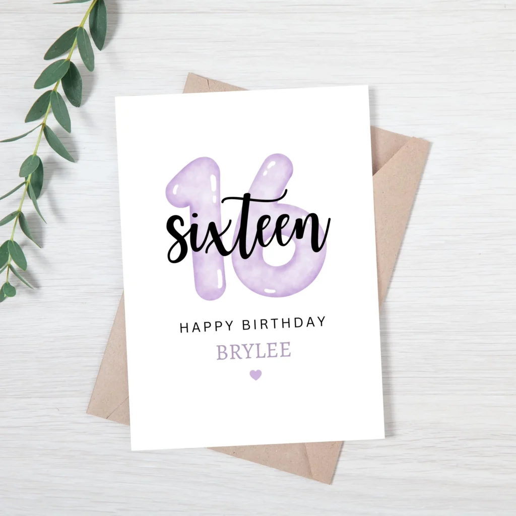Personalized 16th Birthday Card Sweet 16 Personalized 16th Birthday Card Sweet 16