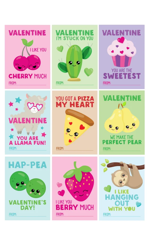 Set Of 9 Fun Valentine Cards For Kids Set Of 9 Fun Valentine Cards For Kids