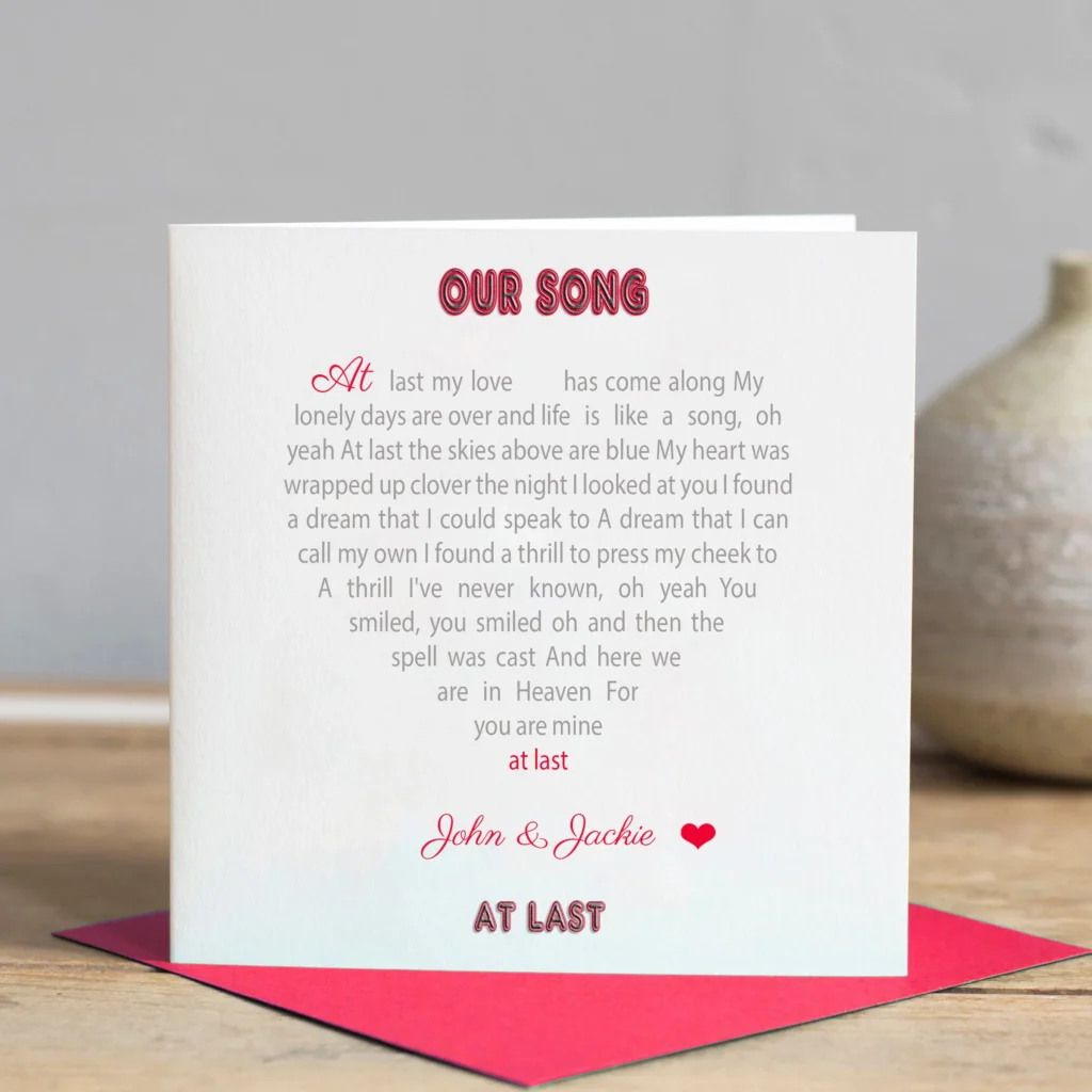 Song Lyrics Card Song Lyrics Card