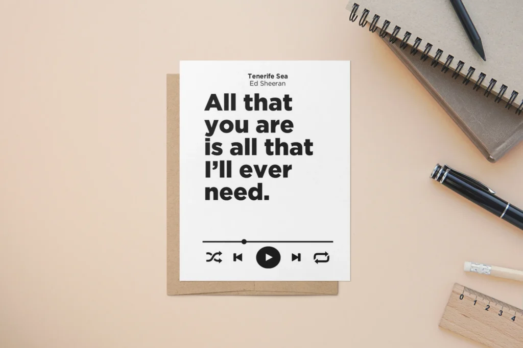 Song Lyrics Card Song And Artist Customizable A2 Size Greeting Card Song Lyrics Card Song And Artist Customizable A2 Size Greeting Card