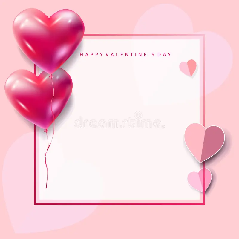 Stock Illustration Valentines Day Happy Greeting Card Vector Template Romantic Poster Two Red Hearts Balloons Festive Background Love Poster Image85621166