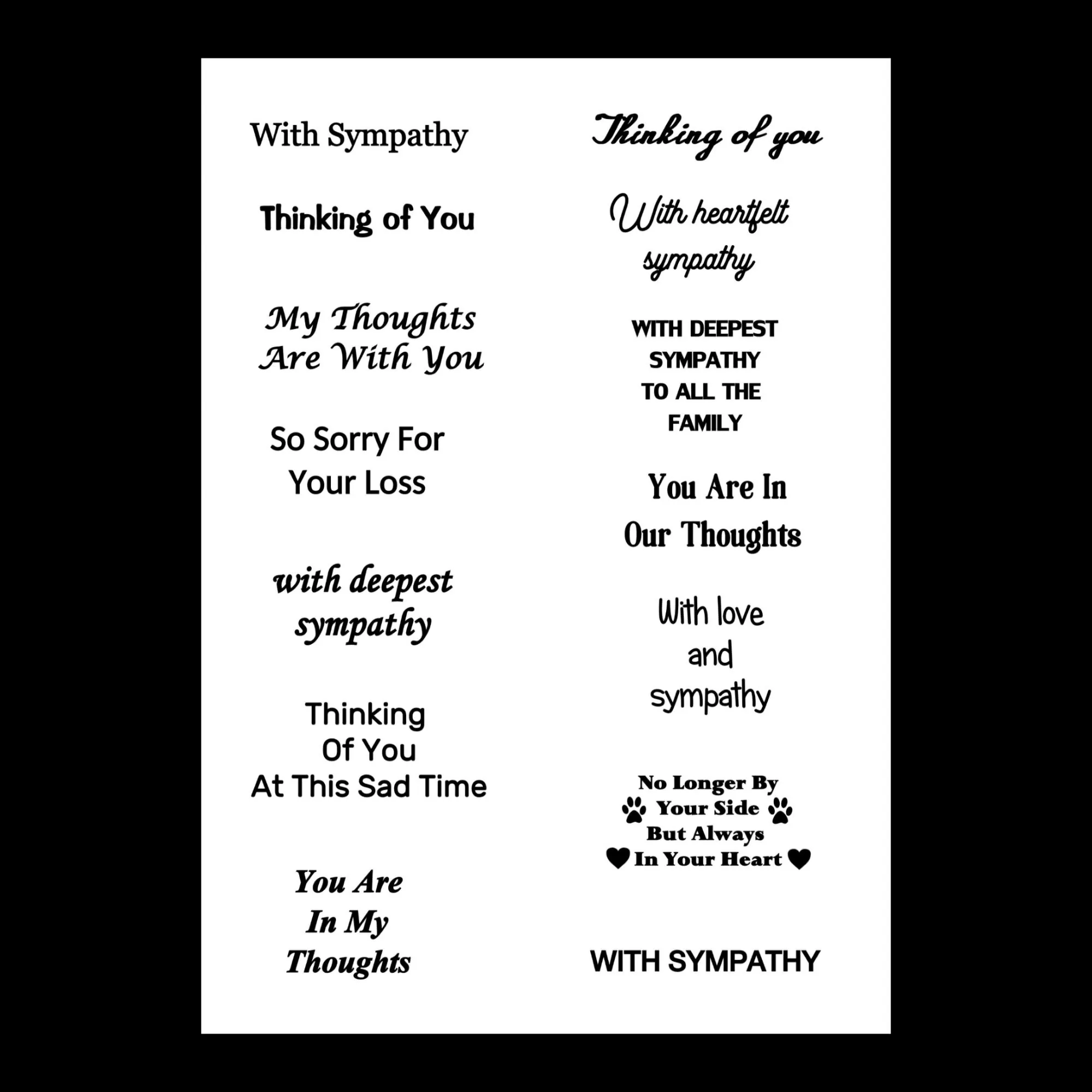 Sympathy Sentiments Jpg Digital Sheet