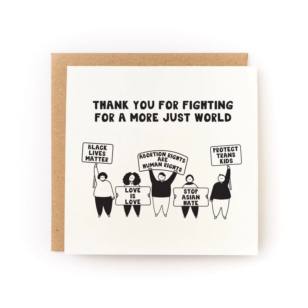Thank You For Fighting For A More Just World Letterpress Card Thank You For Fighting For A More Just World Letterpress Card