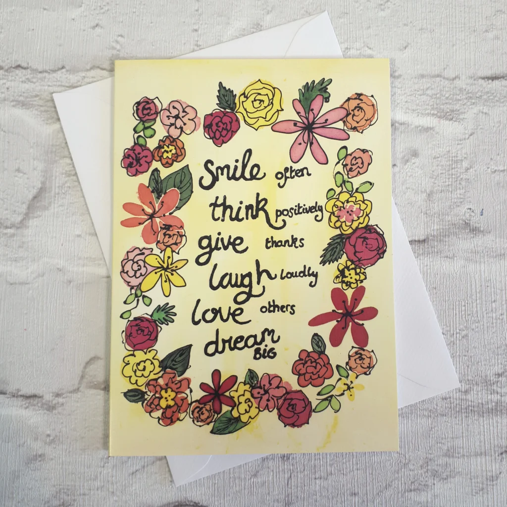Thinking Of You Card Floral Positive Thinking Of You Card Floral Positive