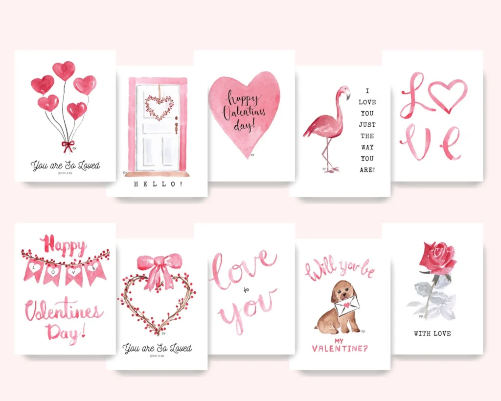 Valentine Cards Sets Watercolor Valentine Cards Sets Watercolor
