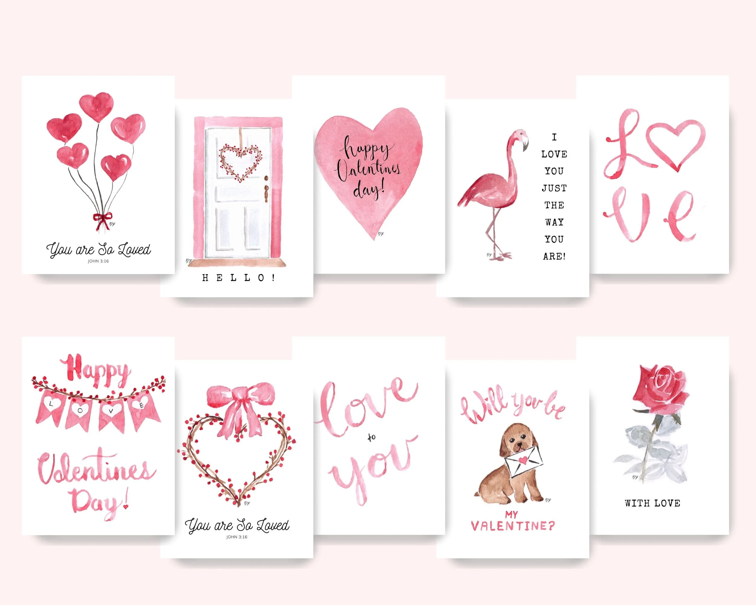 Valentine Cards Sets Watercolor