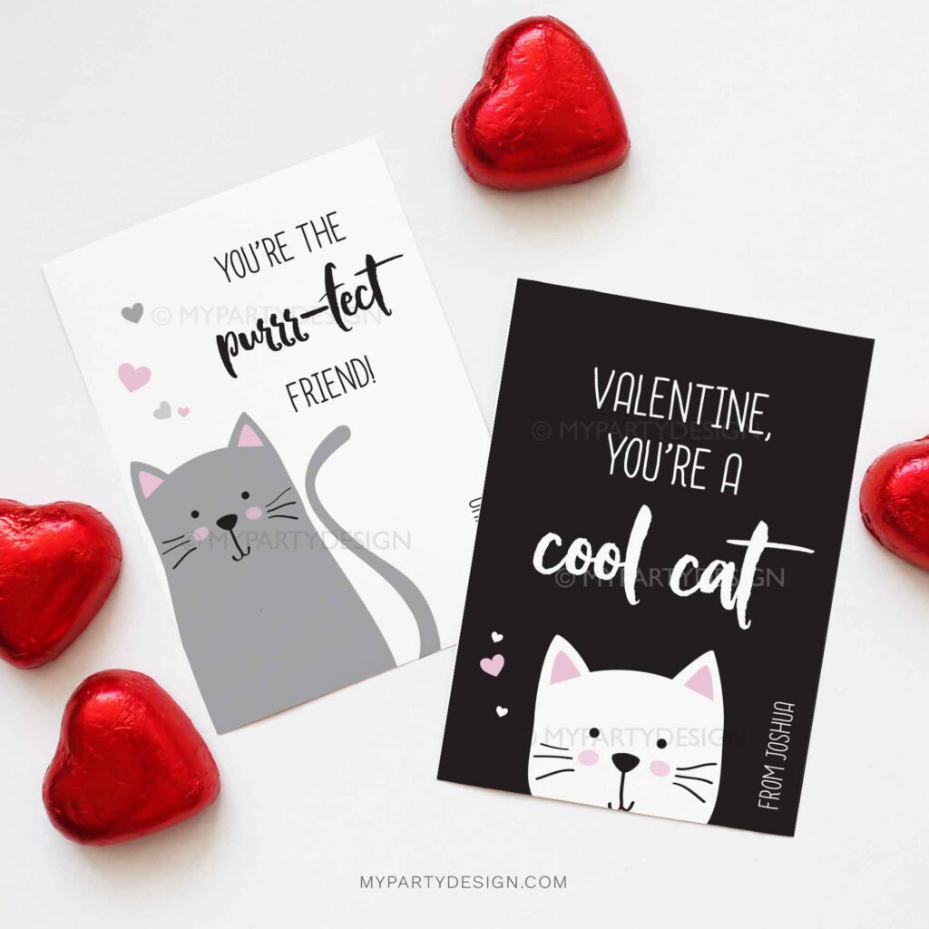 Valentines Day Cards Printable Cat Theme Valentines Day Cards Printable Cat Theme