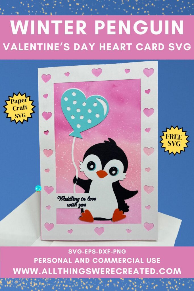 Winter Penguin Valentines Heart Card Svg Winter Penguin Valentines Heart Card Svg