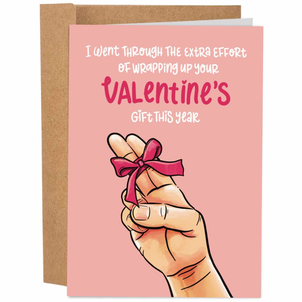 Wrapping Your Valentines Gift Funny Valentines Day Card